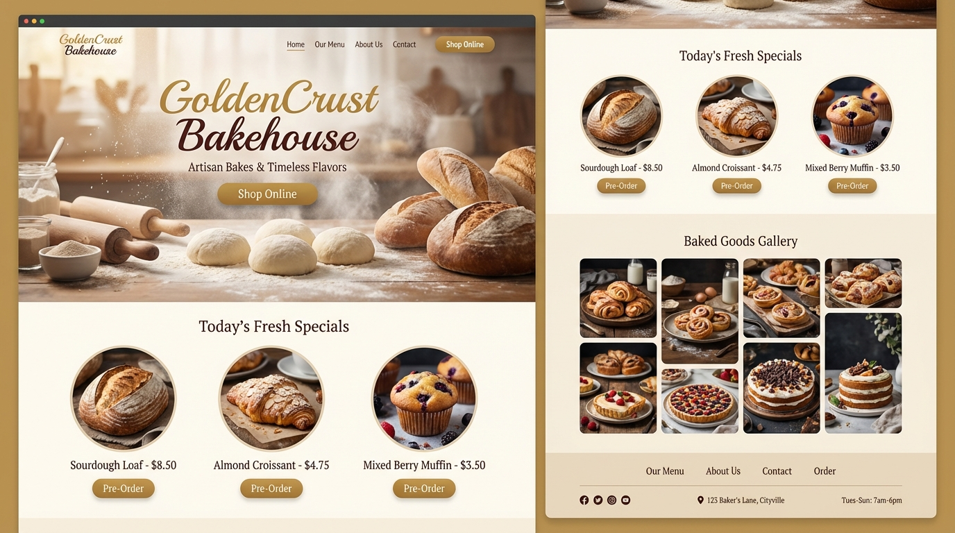 Goldencrust Bakehouse Homepage preview
